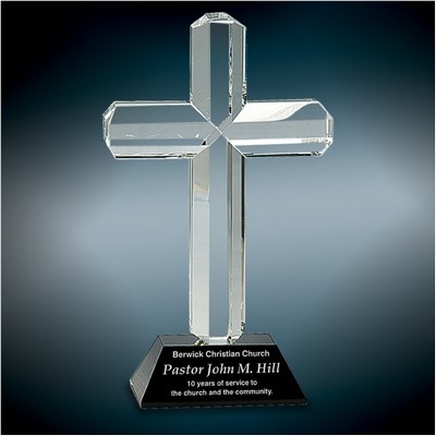 Crystal Christian Cross Award, 8 1/2"H