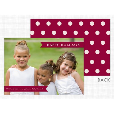 Burgundy Banners & Dots Holiday Photo Cards