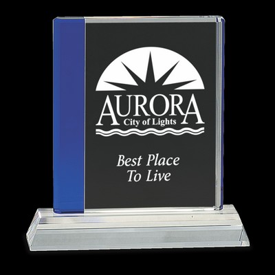 Blue Edge Crystal Award on Clear Base (7¼")