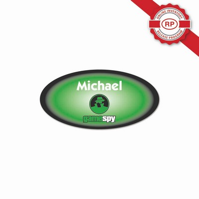 Laminated Name Badge Full Color (1.5"X3") Oval - Personalization not included