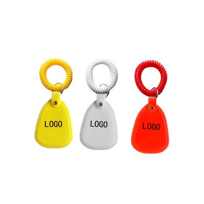 Coil Wrist Key Rings W/ Teardrop Tag