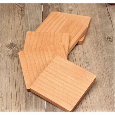 Natural Beech Wood Square Coaster