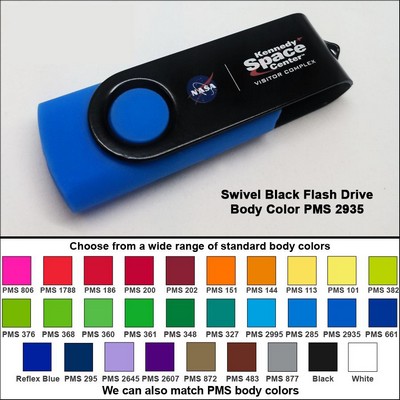 Swivel Black/Cobalt Blue Flash Drive (256 MB Memory) Body PMS 2935