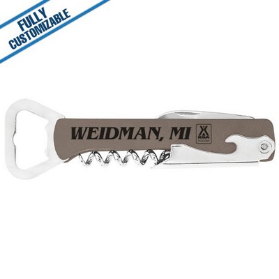 Gray Leatherette - Corkscrew Bottle Opener