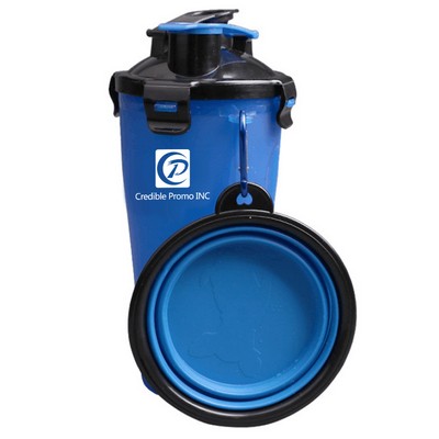 2" 1 Portable Pet Food Water Cup With Folding Bowls