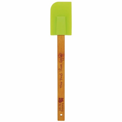 11¾" Green Silicone Spatula w/ Bamboo Handle