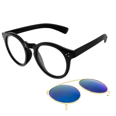 Steampunk Removable Lens Round Mirrored Sunglasses