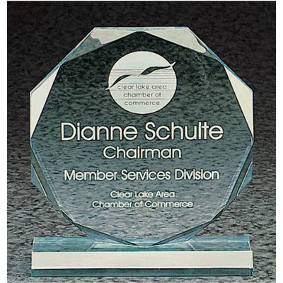 Beveled Octagon Award With Base, Green, Medium (7" x 7-3/4")