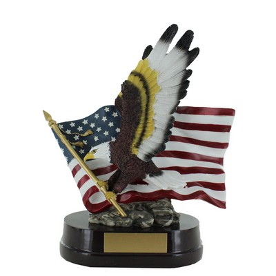 10" Hand Painted Full Color Eagle Trophy w/American Flag
