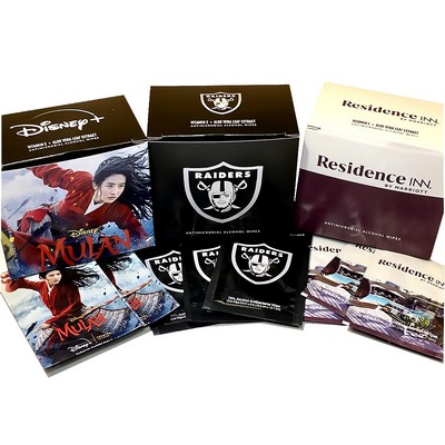 Mini Box Envelope with 15 Promotional Alcohol Wipe 75 % Alcohol Formula