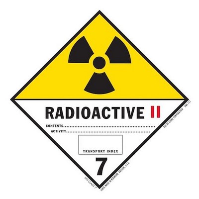 Radioactive II Class 7 HazMat Paper Labels - 4" x 4"