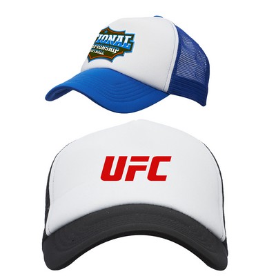 Two Tone Polyester Baseball Caps w/ Custom Logo & Mesh Back