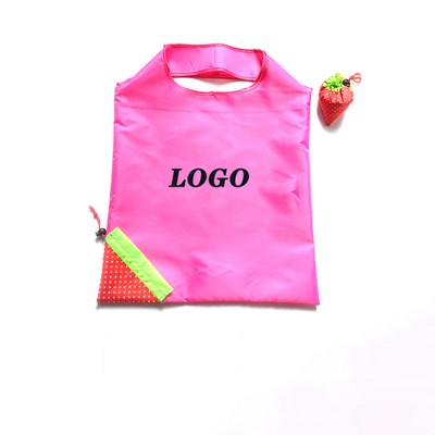 Collapsible Strawberry Print Grocery Tote