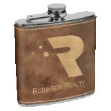 6 Oz. Rustic/Gold Laserable Leatherette Stainless Steel Flask