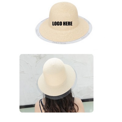 Sun Protective Straw Hat w/Net Yarn