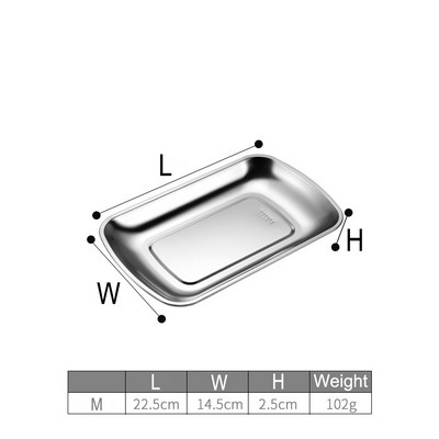 8.86" Stainless Steel Rectangular Thickened Tray Stainless Steel Metal Tray