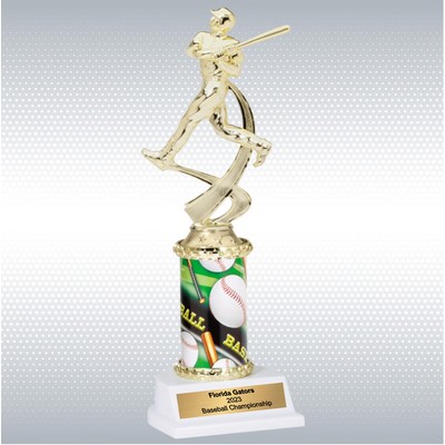 Assembled Male Baseball Trophy w/ White Base