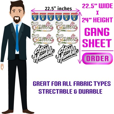 Custom DTF Transfers 22.5" x 24" Sheets CMYK + RGBO + White 9 colors for Best PMS Match