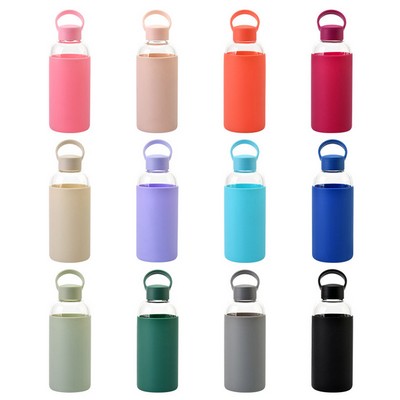 600ml Eco Friendly Glass Water Bottle With Silicone Protective Sleeve
