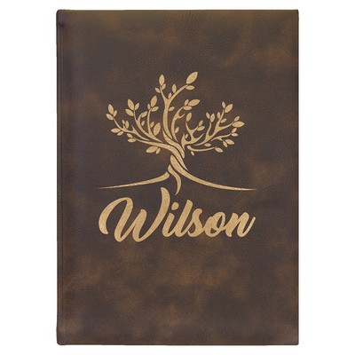 7" x 9 3/4" Rustic/Gold Leatherette Sketch Book-Unlined Paper