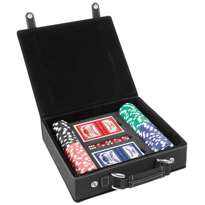 Black/Gold Leatherette 100 Chip Poker Set