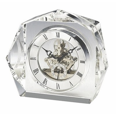 Crystal Trophy Clock w/Silver Accents