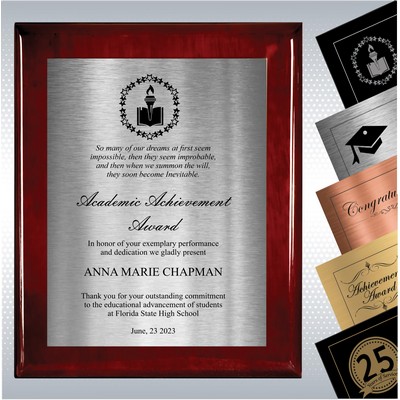 Rosewood Piano Finish Wood Plaque Plaque Academic Achievement Gift (8" x 10")
