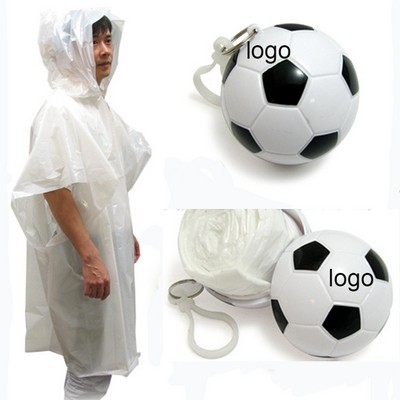 Portable Disposable Emergency Raincoats w/Soccer Ball Key Chain