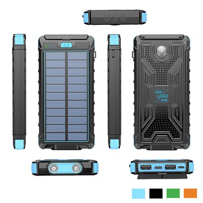 Portable 10000mAh Solar Power Bank w/Flashlight and Compass