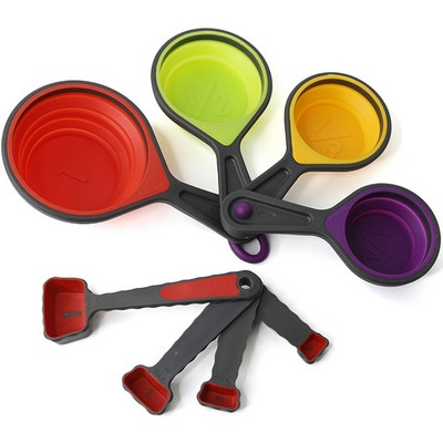 8 Piece Collapsible Silicone Measuring Cups And Spoons