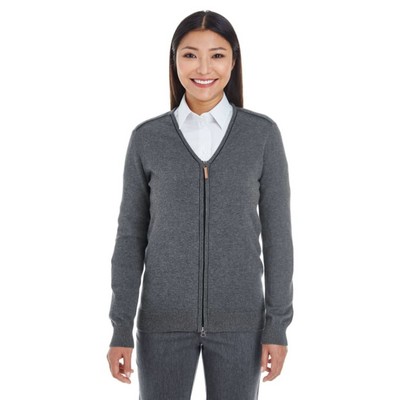 Devon & Jones Ladies' Manchester Fully-Fashioned Full-Zip Cardigan Sweater