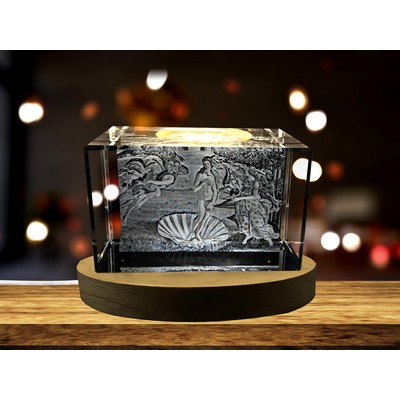 Birth of Venus 3D Engraved Crystal Award w/LED Base Light - Elegant Decor