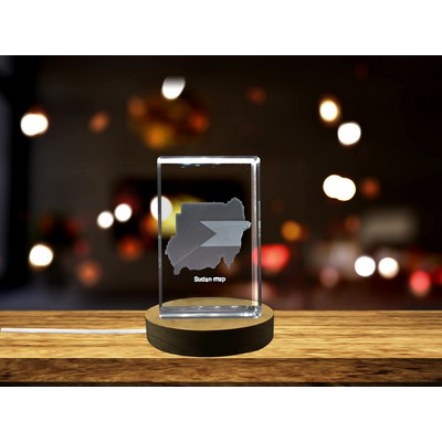 Sudan 3D Engraved Crystal Award Trophy w/LED Base - Decor & Keepsake