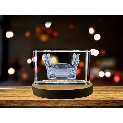 Lamborghini Aventador 3D Engraved Crystal Trophy - Supercar Tribute