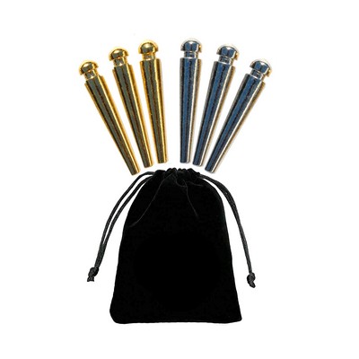 Premium Easy Grip Cribbage Pegs with a Tapered Design & Velvet Pouch - Set of 6 (3 Gold & 3 Silver)