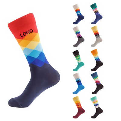 Sports Football Colorful Gradient Cotton Crew Breathable Socks for Adults