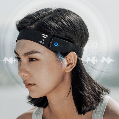 Hakii Open Ear Bluetooth Headphones with Mic Black Sweatband, IPX5 sweatproof Fast Charging