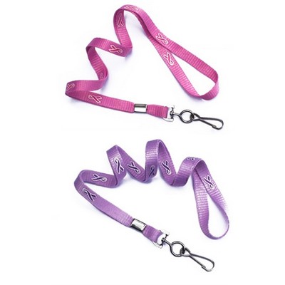 3/8" Awareness Flat Polyester Lanyard w/ Swivel Hook