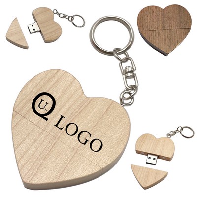 Heart Shape Wooden Usb Flash Driver-8Gb