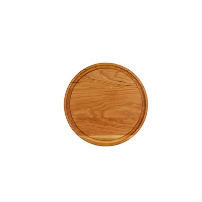 Cherry round cutting board with juive groove 10-1/2x3/4