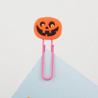Halloween Pumpkin Bookmark PVC Paper Clip Custom Top Paper Clamp