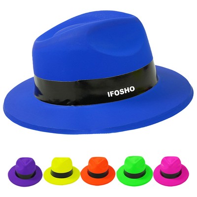 Retro Fluorescent Color Neon Plastic Gangster Party Hat for Men & Women