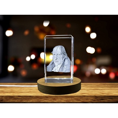 Georg Hegel 3D Engraved Crystal Trophy Award w/LED Base Light