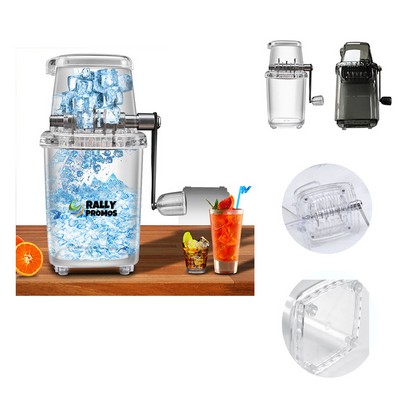 Hand Ice Crusher Machine for Home Use with Stainless Steel Blades and Suction Base