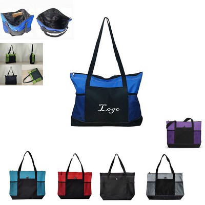 Zippered Tote Bag With Mesh Pocket