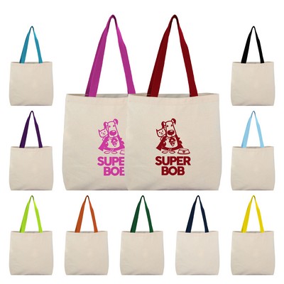 8 oz Cotton Tote Bag with Colored Web Handles