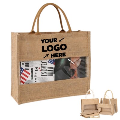 Burlap Tote Bags With Cotton Handles