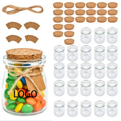 3.4 OZ Yogurt Jar Mason Jar Glass Jar With Cork Lids & Label