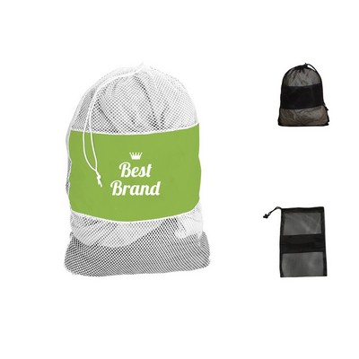 Large-Capacity Mesh Laundry Bag with Drawstring Closure