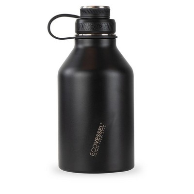 EcoVessel Boss - 64 Oz. Trimax Triple Insulated Growler - 2-Piece Screw Cap W/Infuser - Black